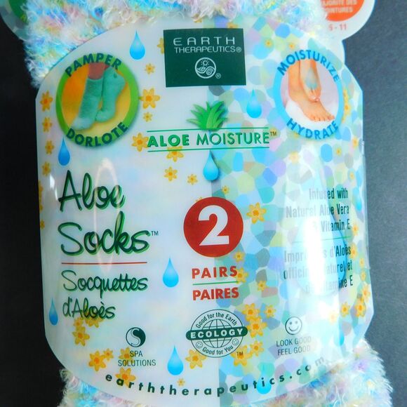 Earth Therapeutics Moisture Socks Night Aloe Shea Soft Moisturizing LOT of 3 NEW - Picture 4 of 12